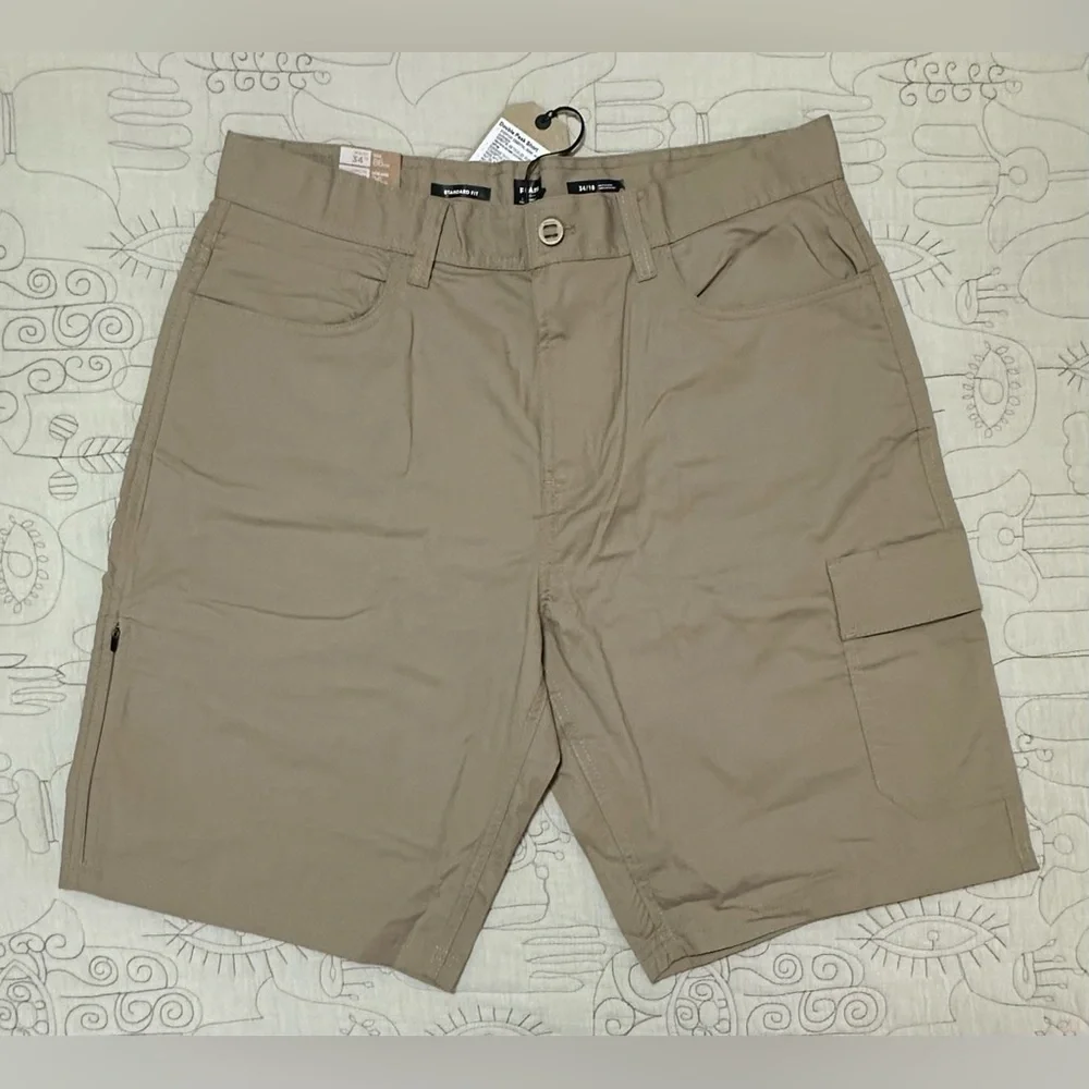 NWT Prana Men’s Double Peak Short Sz 34 10” inseam Sandbar Khaki UPF 50+